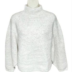 Topshop Ivory Wool Blend Soft Knit Cropped Funnel Neck Sweater Size 0-2/XS